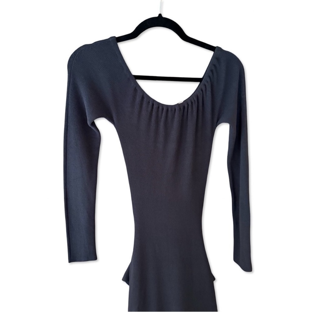 $890 NEW Aya Muse knitted maxi dress gray Long Sleeve knit sash tie sz Small - Picture 3 of 8